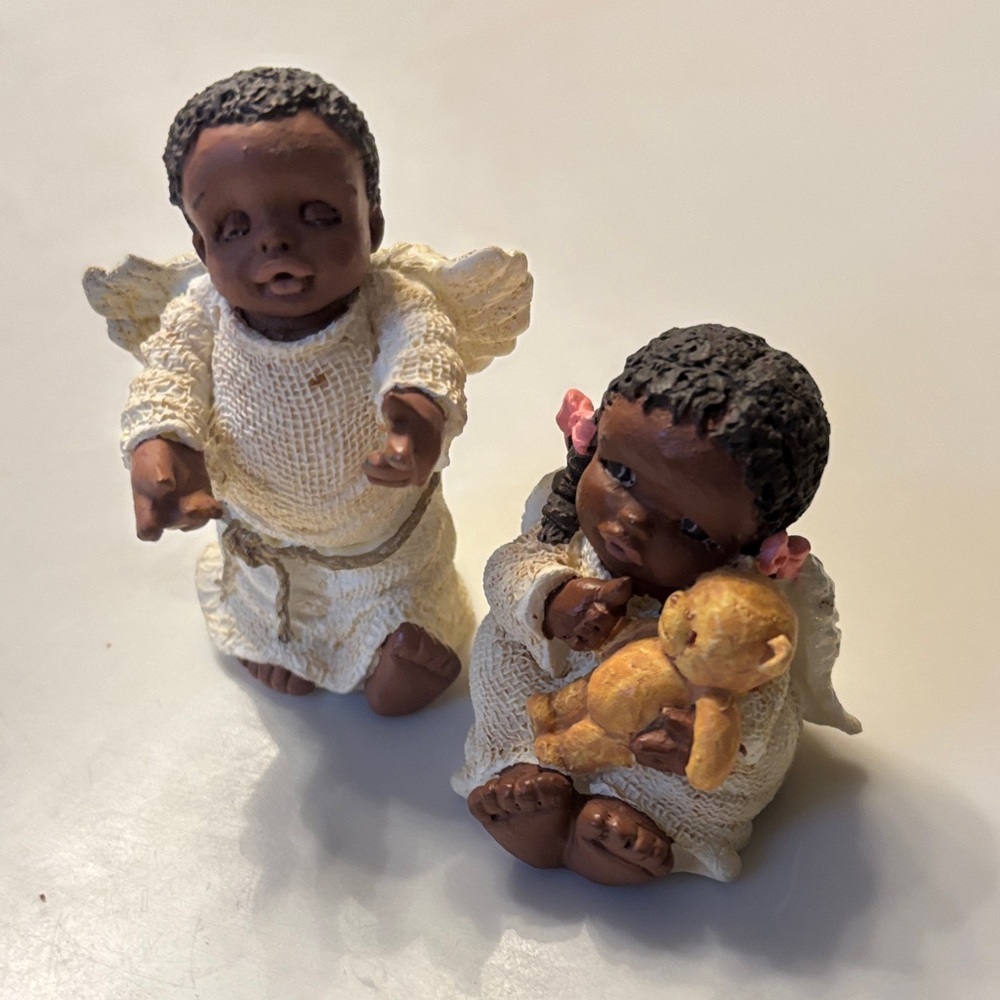 Vintage Angel Figurines. One with Teddy Bear